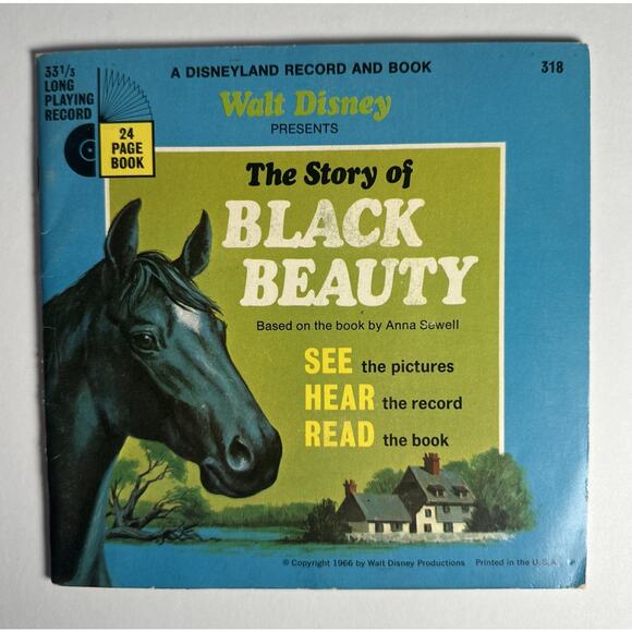 1979 DISNEYLAND RECORD & BOOK SEE HEAR READ 7" 33 1/3 The Story of Black Beauty - Picture 1 of 4